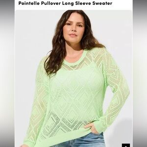 Pointelle Pullover Long Sleeve Sweater